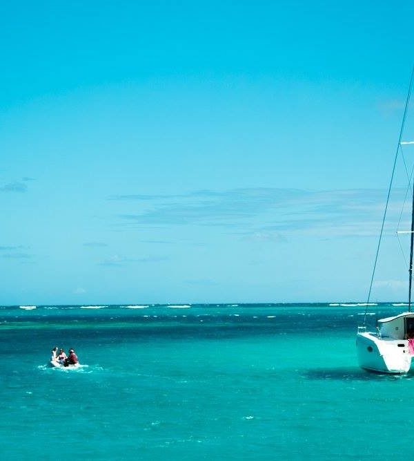 yacht near island