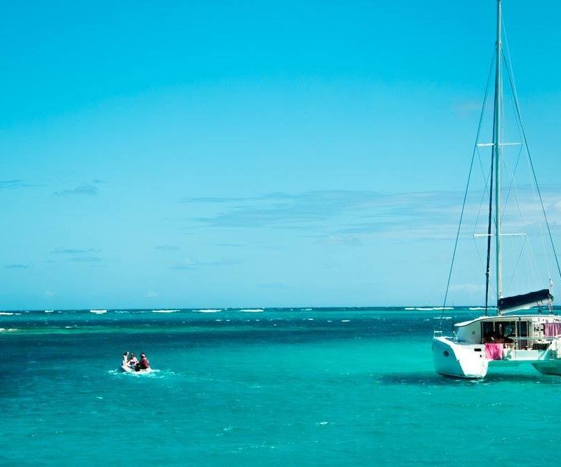 yacht near island